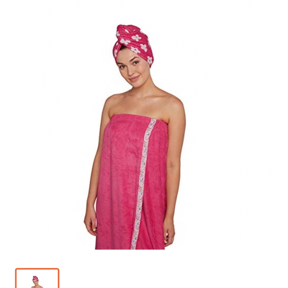 Pink Towel Wrap with Floral Head Wrap Turbo twist